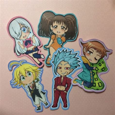 Anime 7 Deadly Sins Chibi Kawaii Stickers Meliodas Elizabeth Etsy