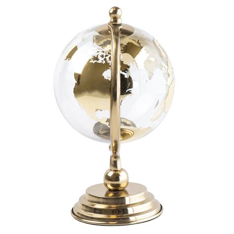 Small Glass Globe On Metal Stand Gold 26cm 1pk Go Wholesale