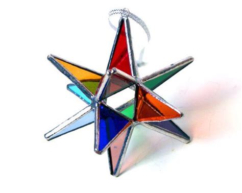Stained Glass Rainbow Moravian Star Christmas Tree Ornament Etsy