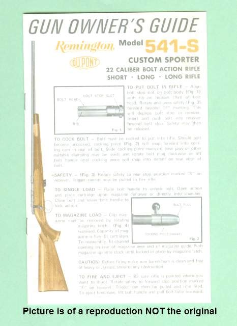 Remington 541 S Factory Instruction Manual Repro For Sale At GunAuction