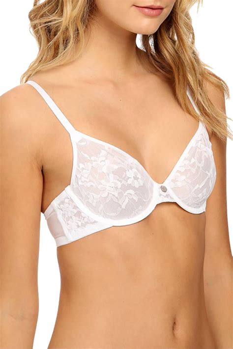 Dkny White Signature Lace Unlined Underwire Bra Cheapundies