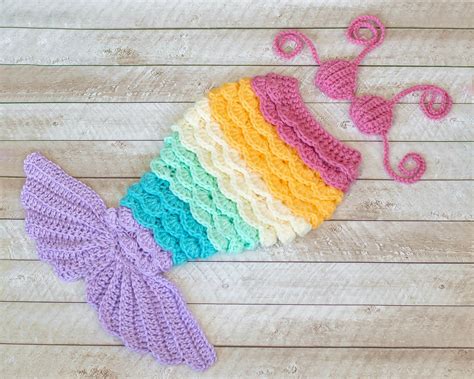 Crochet Mermaid Tail And Bikini Top Newborn Mermaid Outfit Baby Mermaid