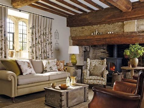 A Welcoming Country Cottage Sitting Room With Old Beams And Wood Burning Sto Farmhouse