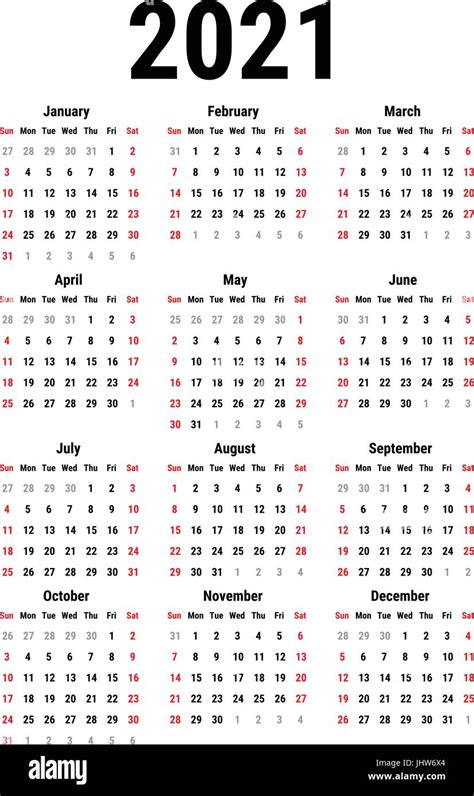 Alamy 2021 Calendar