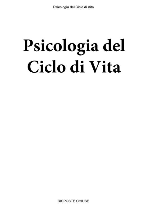 Psicologia Del Ciclo Di Vita Paniere Compilato Ecampus Docsity