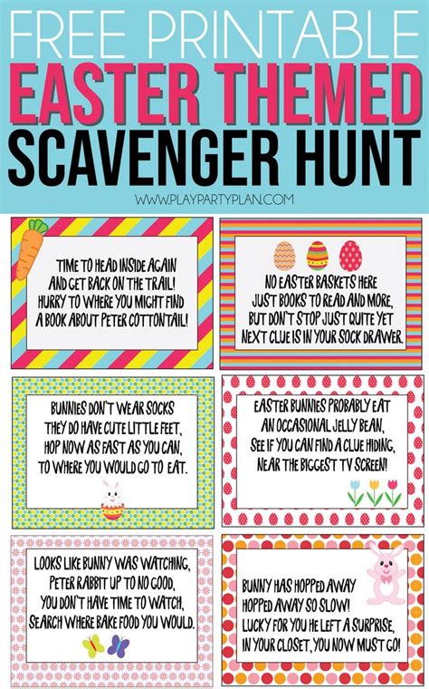 Free Printable Easter Scavenger Hunt Clues Play Party Plan Easter Egg Scavenger Hunt Clues