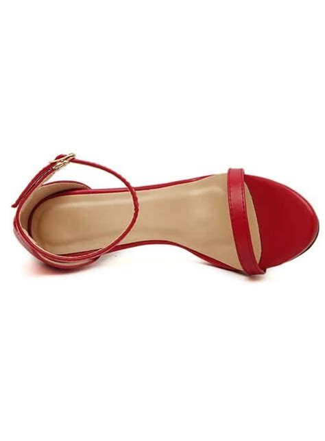 Red Stiletto High Heel Ankle Strap Sandals SheIn Sheinside