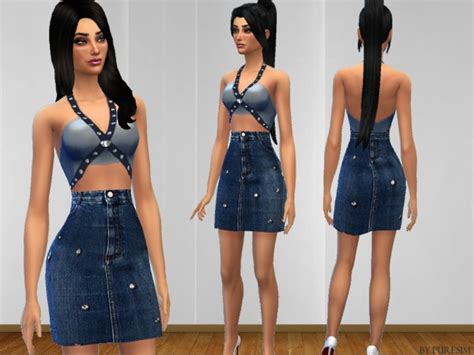 The Sims Resource Denim Dress By Pure Sim Sims 4 Downloads