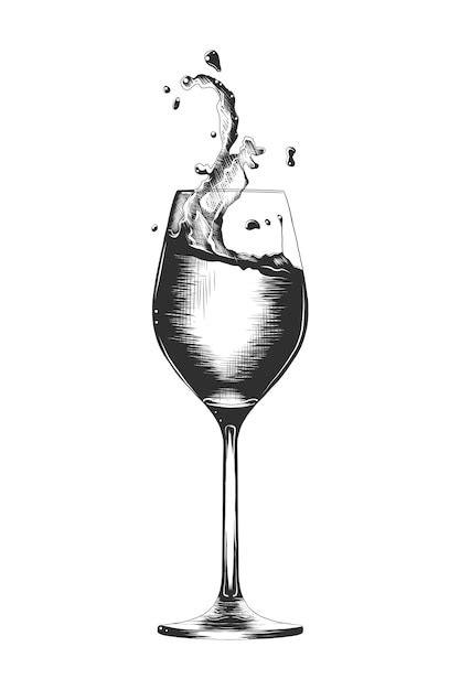 Premium Vector Hand Drawn Sketch Of A A Glass Of Wine