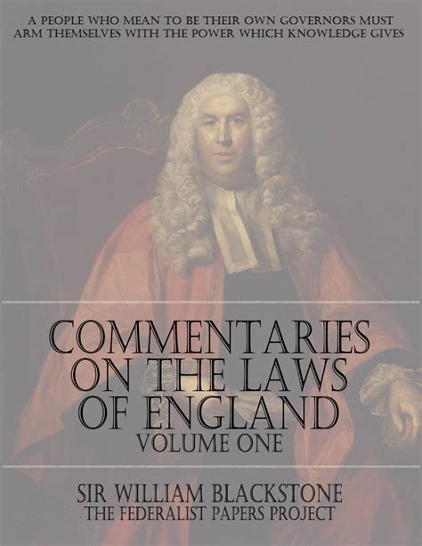 Commentaries On The Laws Of England Volume One