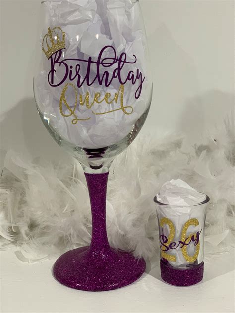 Birthday Queen Wine Glass Personalized Wine Glass Fun Etsy