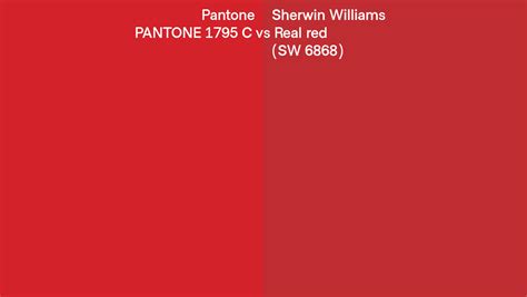 Pantone 1795 C Vs Sherwin Williams Real Red Sw 6868 Side By Side