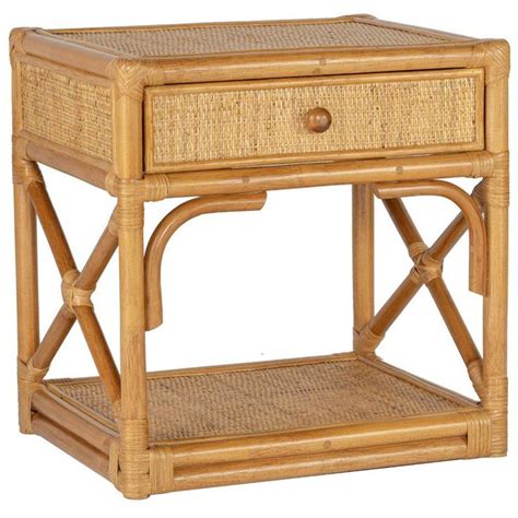 Honey Hampton 1 Drawer Rattan Bedside Table Temple And Webster