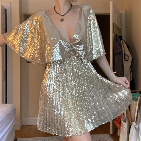 Gold Shiny And Sparkly Party Dress From Asos Super Depop