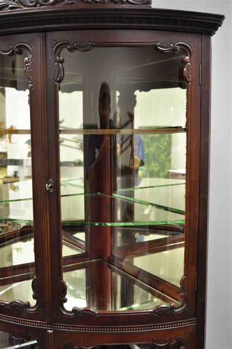 Vernis martin 1900 antique french vitrine or curio display 20. Antique Mahogany Victorian Bow Front Glass Corner Curio ...