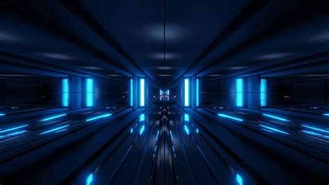Clean Tunnel Sci Fi Scifi 3d Rendering 3d Illustration Blue Glow