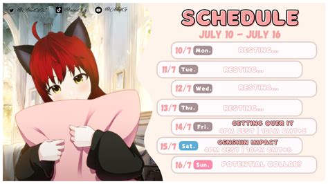 Accelg【v Tuber】🐱⚔️ On Twitter Schedule For This Week~ Its Finally Time To Play Getting Over