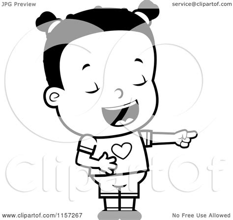 Cartoon Clipart Of A Black And White Little Black Girl