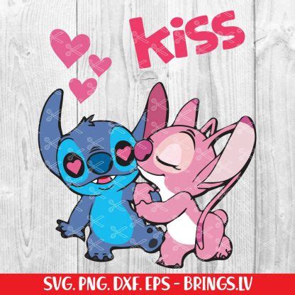 Stitch Valentine SVG Stitch Kiss SVG Lilo And Stitch SVG Cut File
