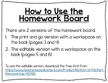 Homework from vanessa on vimeo. September Pre-K Homework Board (Editable) by Mrs Woods ...