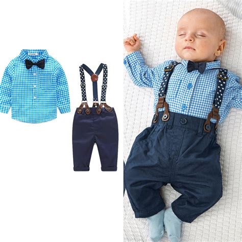 Newborn Baby Boys Plaid Suits For Weddings Costume For Infantis Toddler