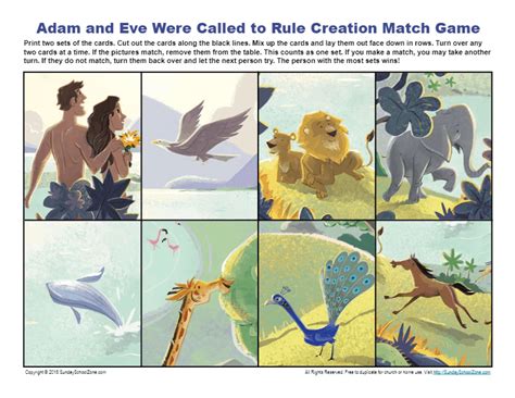 Adam And Eve Were Called To Rule Match Game Childrens Bible