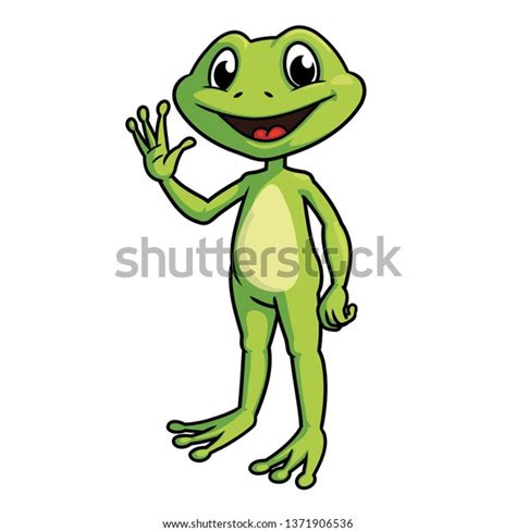Smiling Frog Waving Hand Stock Vector Royalty Free 1371906536