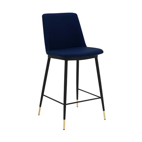 Messina 26 Blue Faux Leather And Metal Counter Height Bar Stool By