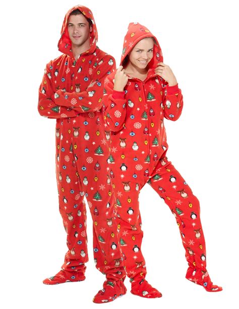 Footed Pajamas Footed Pajamas Holly Jolly Christmas Adult Hoodie