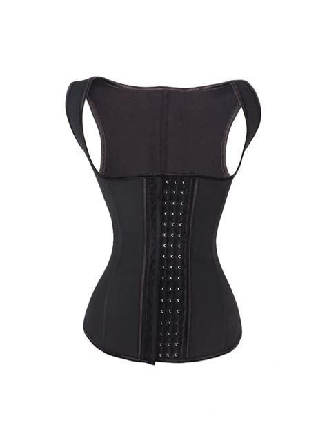 Fitness Black 4 Hooks Latex Thermal Waist Cincher Vest Compression
