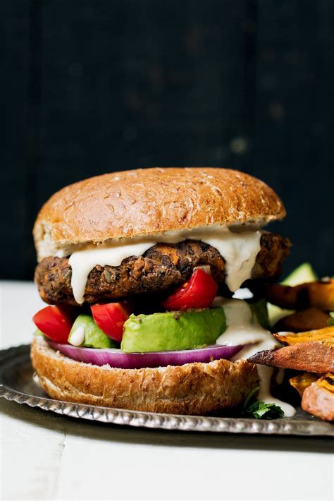 Ultimate Vegan Black Bean Burgers With Tahini Garlic Sauce Ambitious