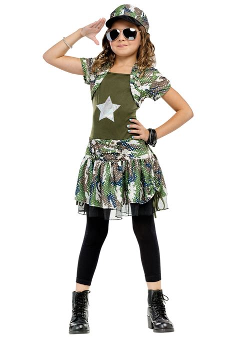 Camo Army Brat Girls Costume Kids Army Costumes