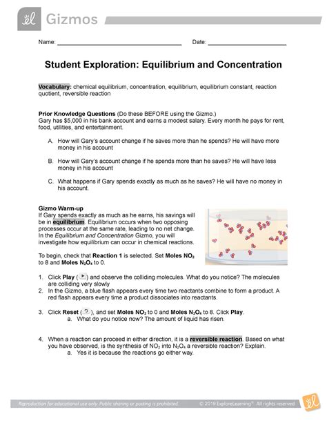 Prior knowledge questions (do these before using. Equilibrium And Pressure Gizmo Answer Key : Equilibrium ...
