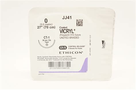 Ethicon Jj41 0 Coated Vicryl Stre Ct 1 36mm 12c Taper 27inch X