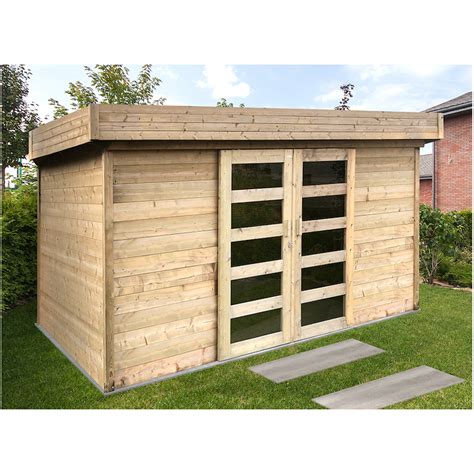 Abri jardin bois porte coulissante. ABRI DE JARDIN EN BOIS 28 MM : PORTE COULISSANTE