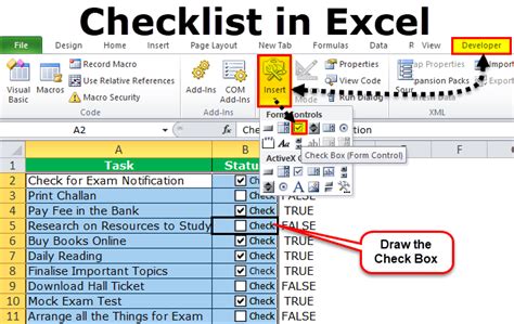 Checklist is the checkbox in excel which is used to represent whether a given task is completed or not, normally the value returned by checklist is either in excel, we can create a checklist template and keep us up to date with all the tasks needs to do for a particular project or event. Checklist in Excel | How to Create Checklist in Excel ...