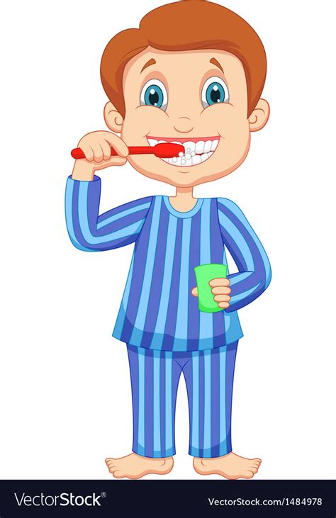 Cute little boy cartoon brushing teeth Royalty Free Vector