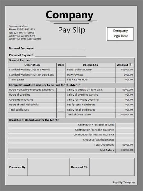 Sample Salary Slip Format In Word Templates