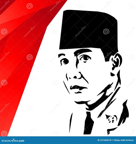 Soekarno The First President Of Republic Of Indonesia Vector Portrait