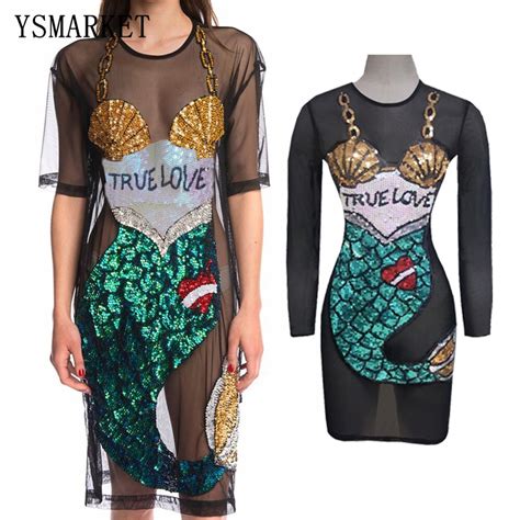 Ysmarket Boho True Love Stretch Mermaid Mesh Dress Summer Sexy See