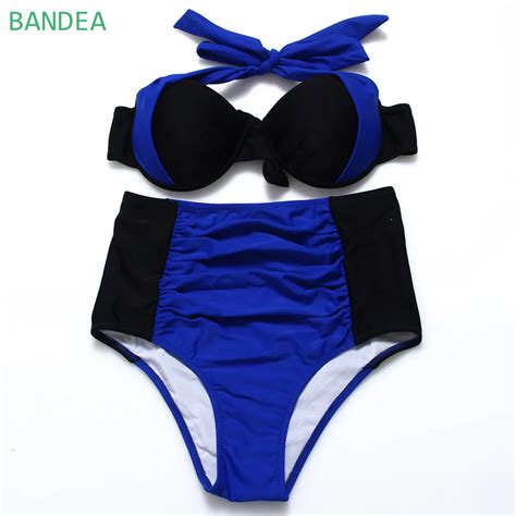 Bandea 2016 Newest Sexy Bikinis Women Swimsuit High Waisted Bathing Suits Swim Halter Top Push