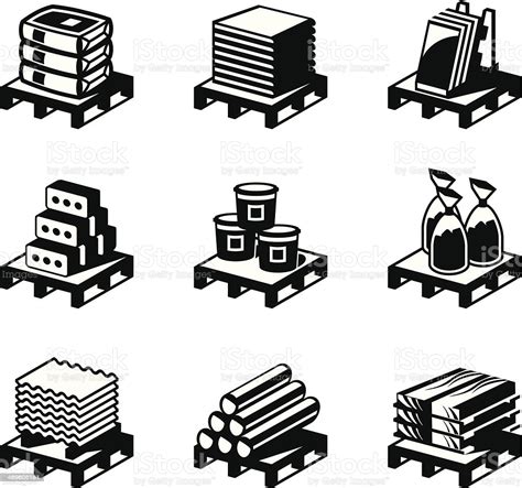 Vector Art Of Nine Construction And Building Material Set Stock Vector Art And More Images Of