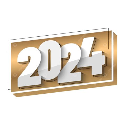 Texto Dorado Y Blanco 2024 Vector Png Dibujos 2024 Año Texto Png Y