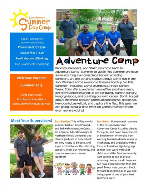 Free Summer Camp Newsletter Template Printable Templates
