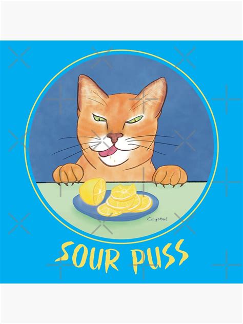 Sour Puss Funny Illustration Of A Cats Reaction To Tasting A Lemon Sticker For Sale By
