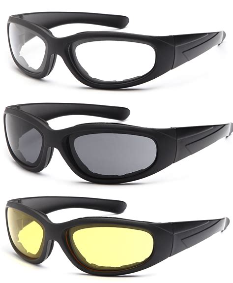 Trust Optics Vizgard 3 Pairs Motorcycle Riding Glasses Safety Goggles With Anti Fog Uv400