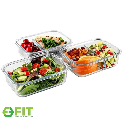 Buy Glass Meal Prep Containers 1 And 2 And 3 Compartment 3 Pack 1000 Ml