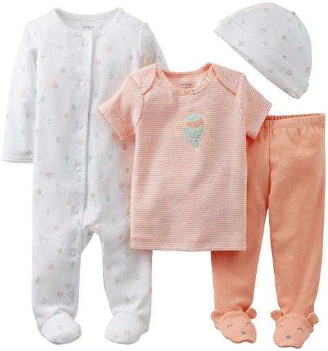 Carters Baby Girls 4 Piece Layette Set Baby White Pink 6