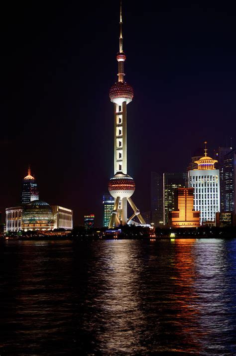 Night Lights Of Pudong East Side Oriental Pearl Tower Of Shangha