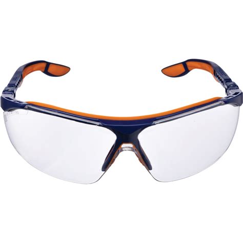 uvex i vo supravision safety glasses clear lens half frame blue orange frame anti fog high